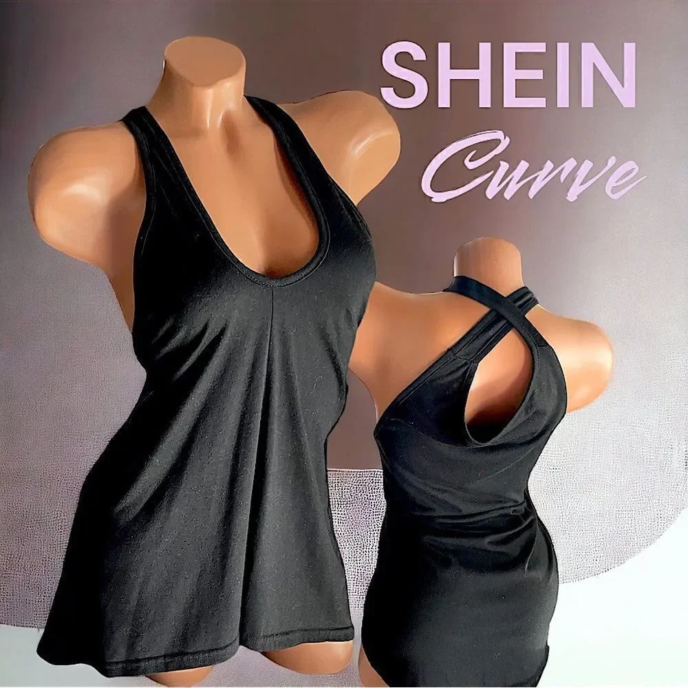 SHEIN Curve Collection l Black Sleeveless Top Keyhole Back l 2X l EUC